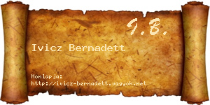Ivicz Bernadett névjegykártya